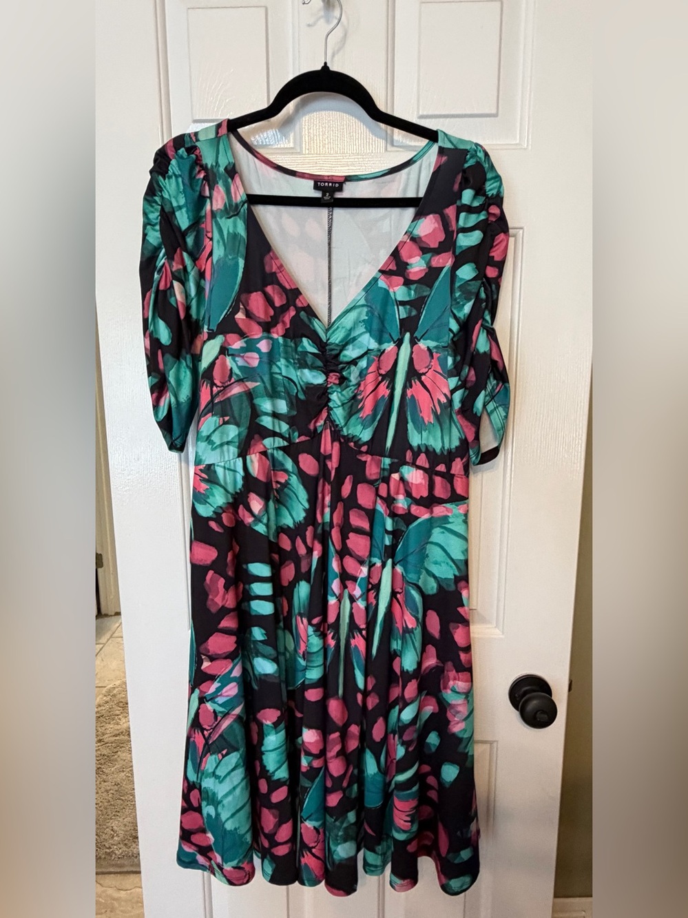 Torrid 2X Cinch Front Fit & Flare Short Sleeve Dress 👗 - Picture 3 of 12